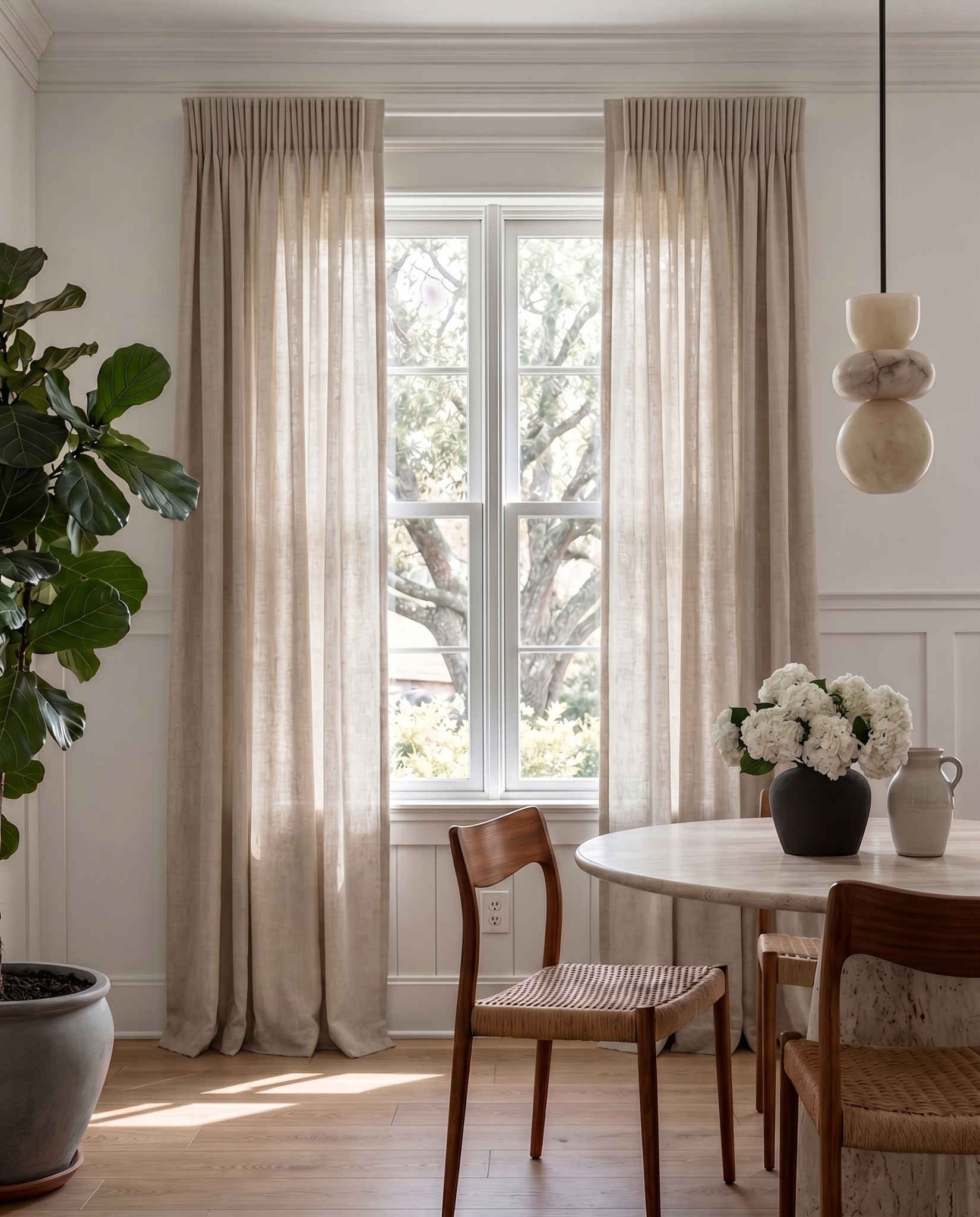 Oatmeal 100% Linen Unlined curtains - Pencil pleat heading. Bea Oatmeal by Ada & Ina