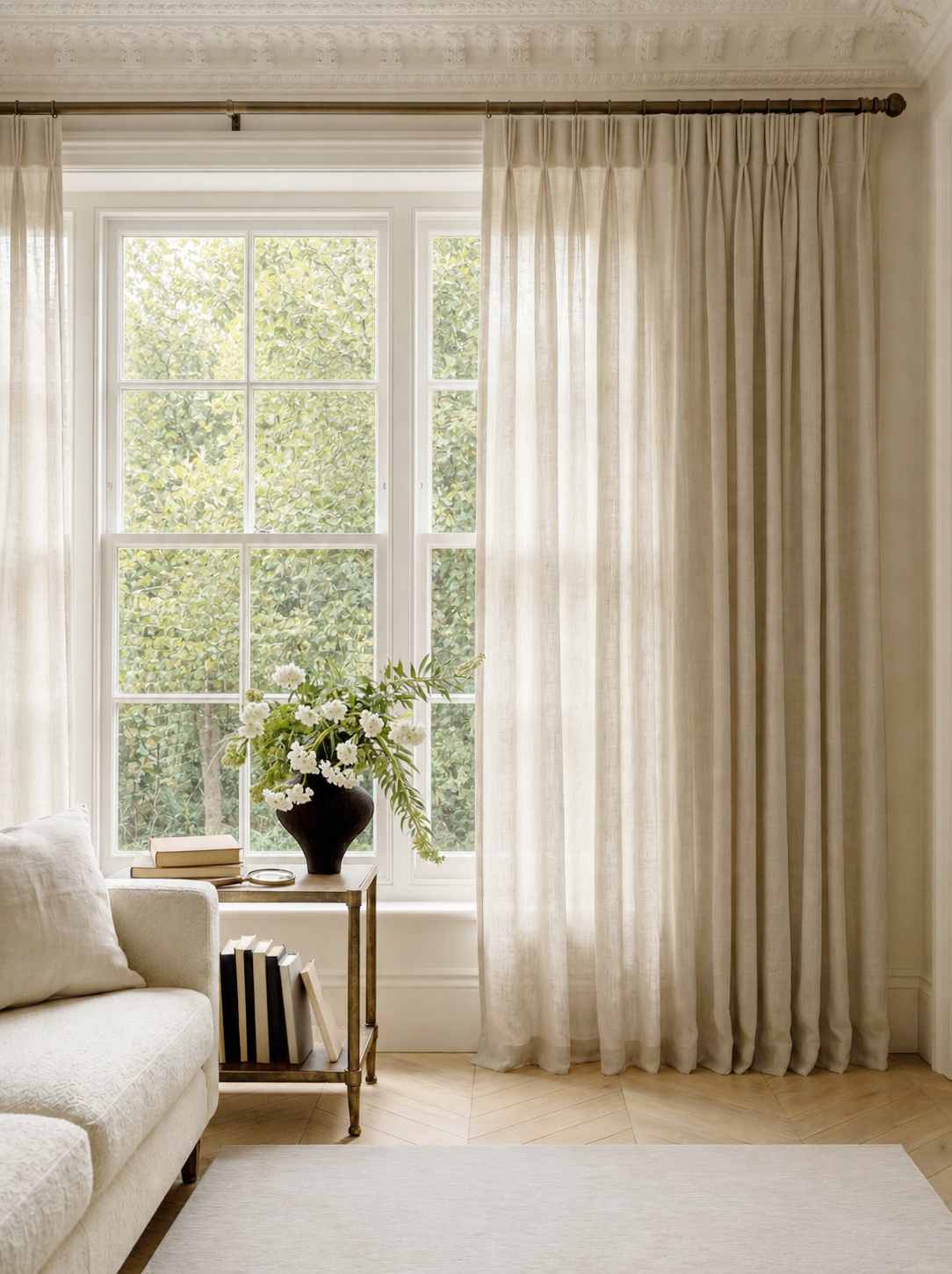 Oatmeal Triple pleat curtains
