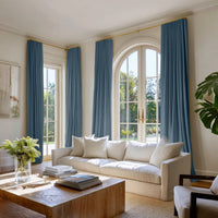 Amara Ocean blue curtains in a living room