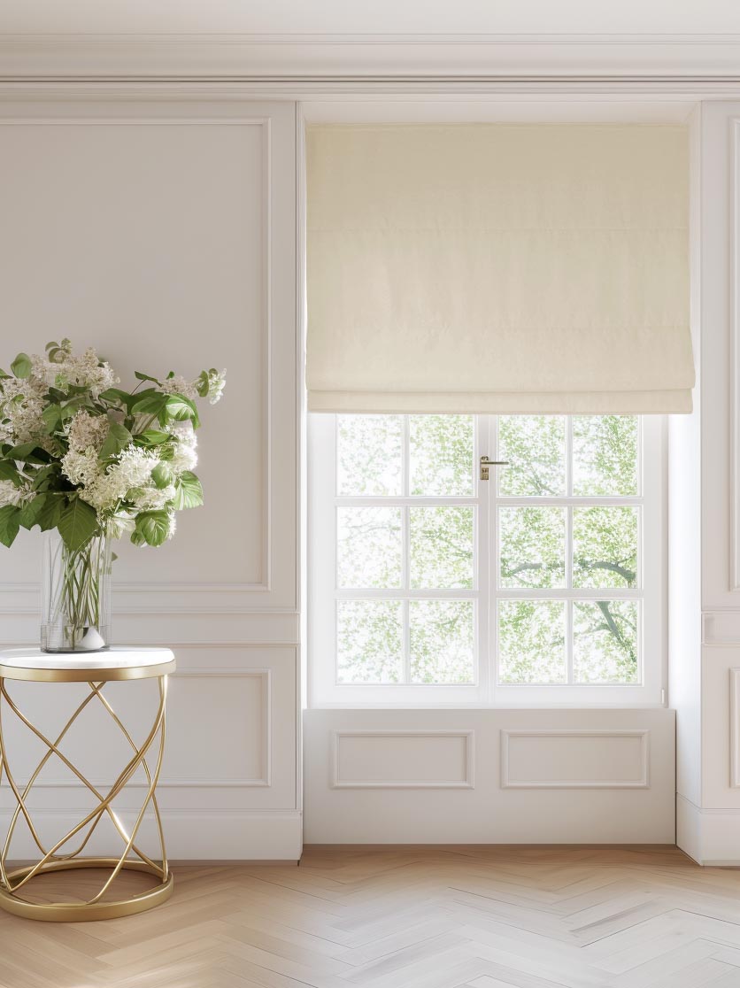 Made to measure roman blind, off-white cotton