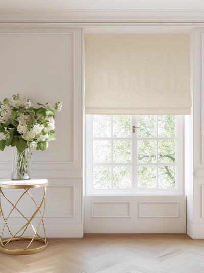 Made to measure roman blind, off-white cotton