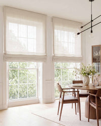 Off-white Linen Roman blinds. Made of 280 cm wide soft 100% Linen fabric Vilgot White by Ada & Ina
