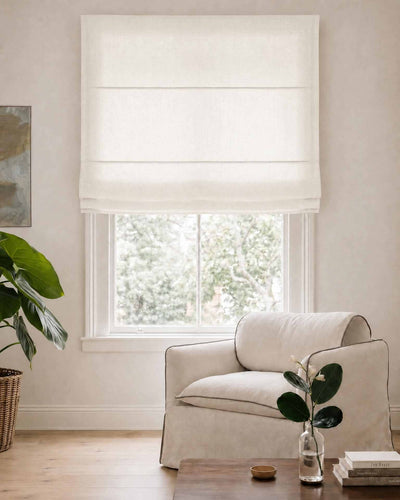Off-white Roman blind. Made of soft Linen Cotton fabric Enni Off-white by Ada & Ina