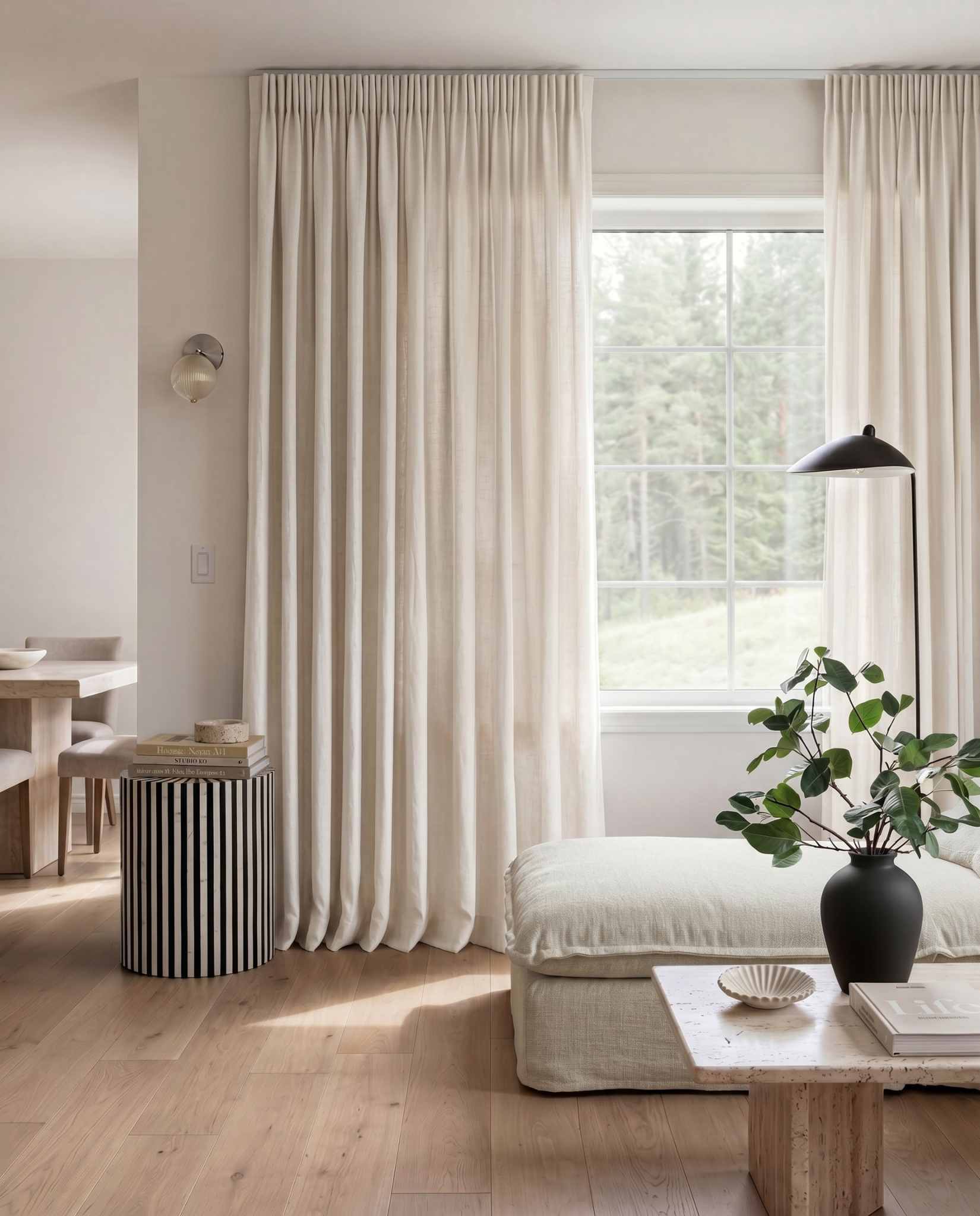 Off-white Pleated linen curtains. Made of soft Linen Cotton fabric Enni Off-white by Ada & Ina