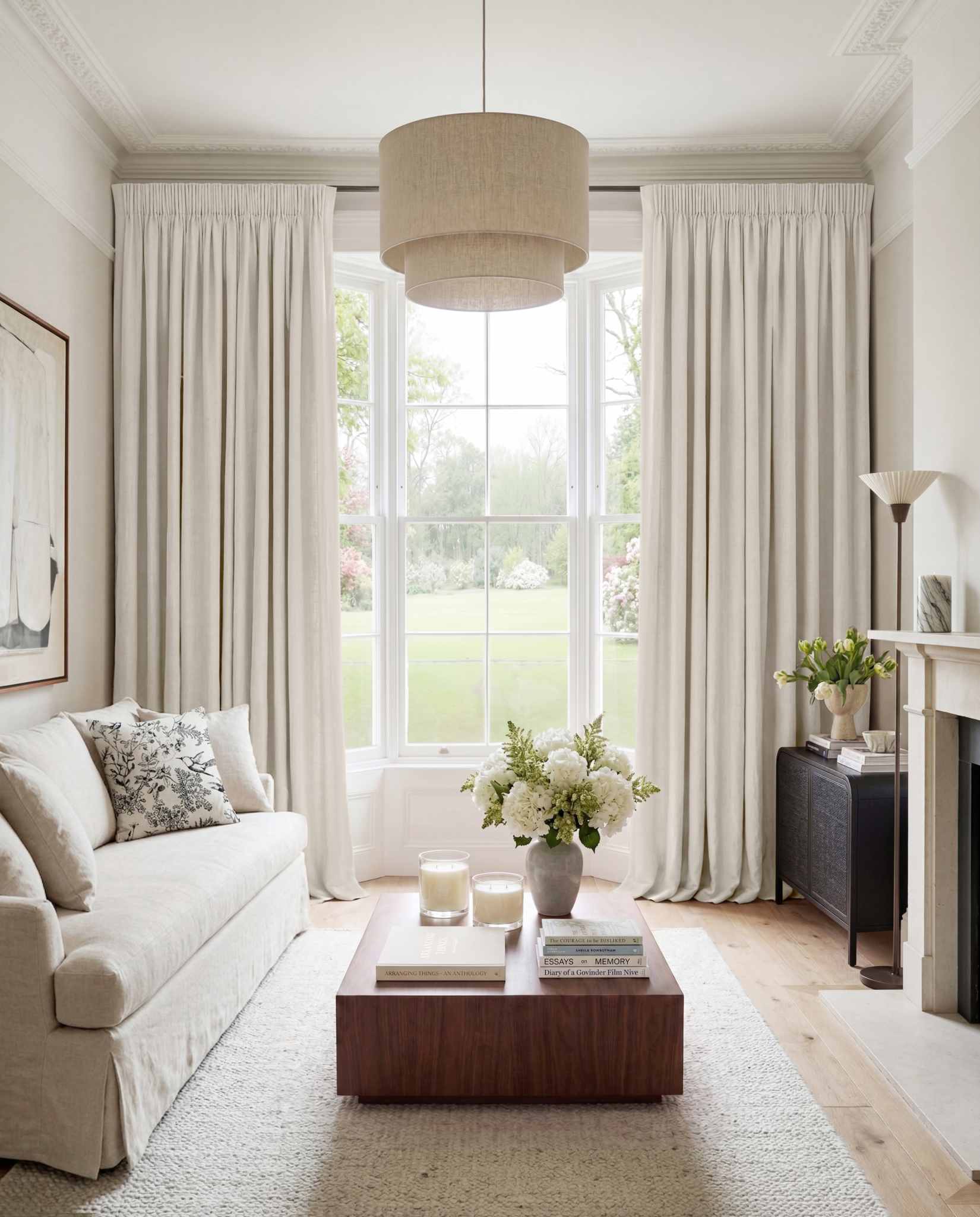 Off-White Made to measure linen curtains for Living room and Bedroom. Blackout lined. Greta Off-White.
