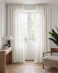 Off-white Pleated bespoke linen curtains. Made of pre-washed 100% Linen fabric - Lupe Off White