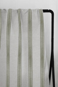 Bella Olive - Curtain fabric with Green stripes