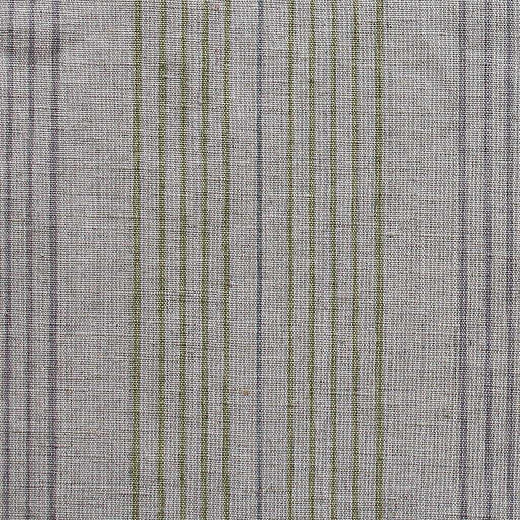 Else-Olive- Linen Cotton mix curtain fabric, Green & Grey stripes