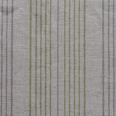 Else-Olive- Linen Cotton mix curtain fabric, Green & Grey stripes