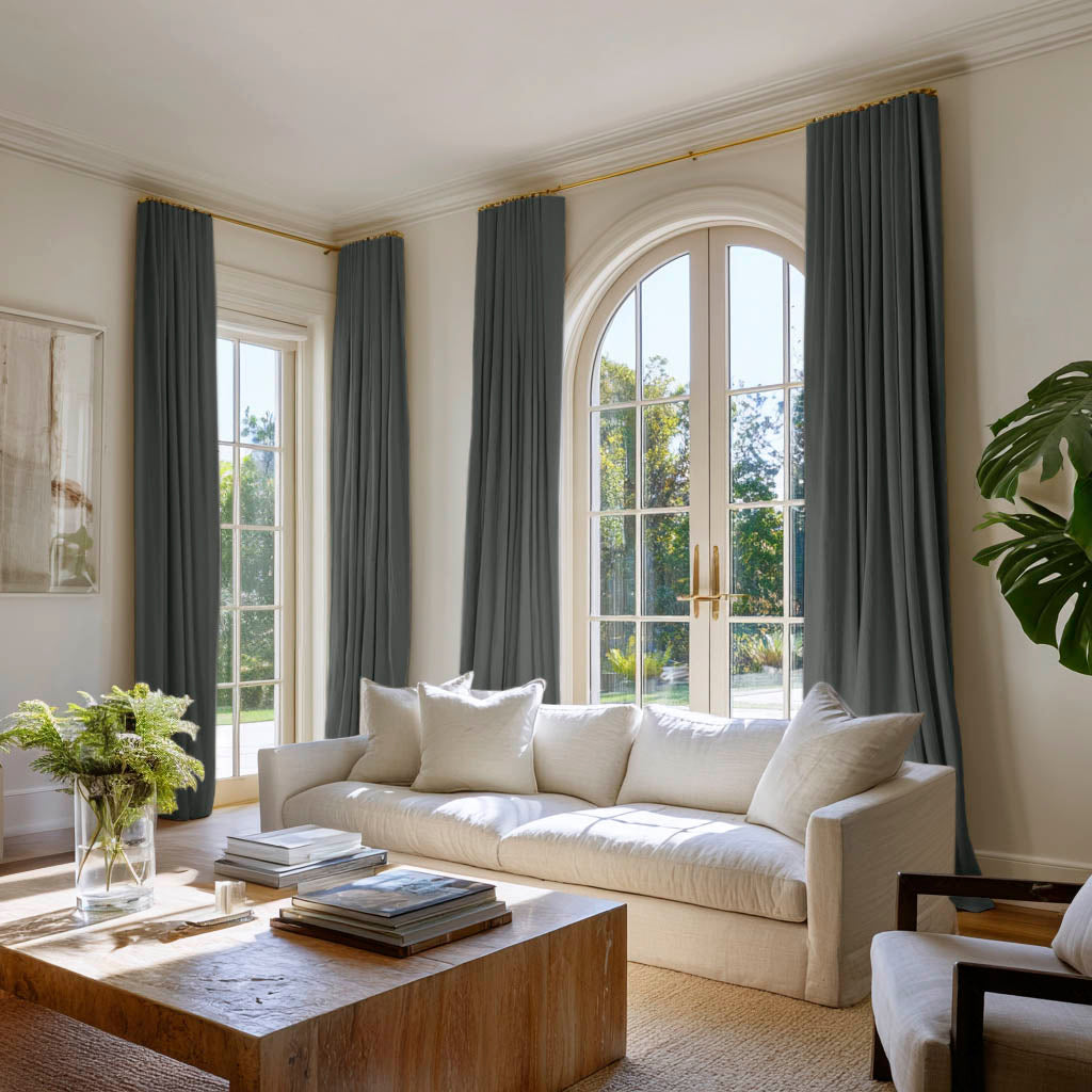 Dark grey curtains made of 100% cotton fabric Amara Onyx