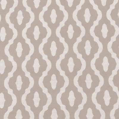 Oona Taupe - White linen mix fabric, Light Brown abstract print