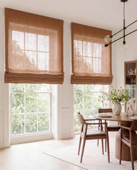 Dark Orange Linen Roman blinds. Made of 280 cm wide soft 100% Linen fabric Vilgot Burnt Orange by Ada & Ina