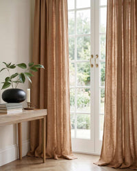Orange 100% Linen Curtains with puddling