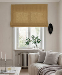 Orange 100% Linen Roman blind. Beata Honey by Ada & Ina Fabrics