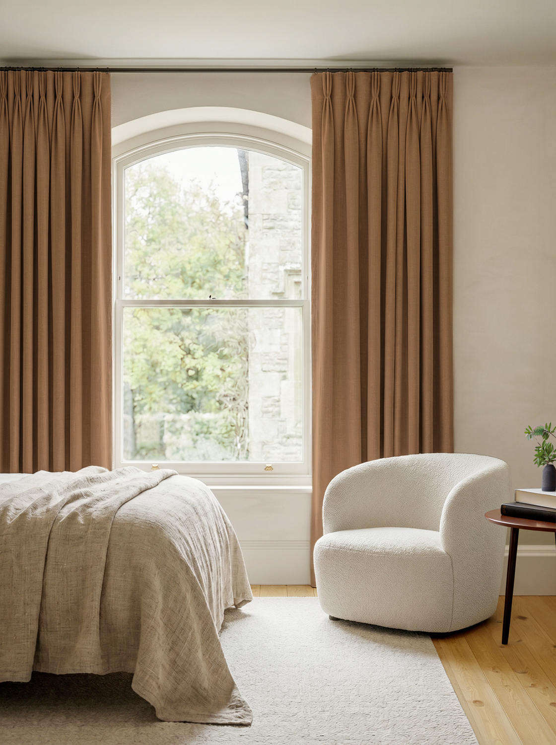 Orange 100% Linen Triple Pleat curtains. Bea Tangerine by Ada & Ina