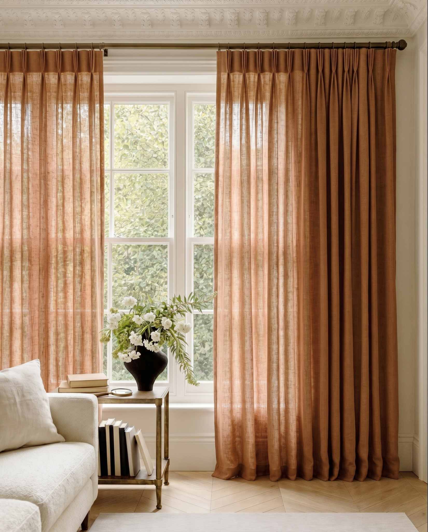 Dark Orange Triple pleat curtains