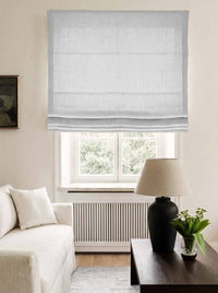 Pale Blue Made to measure linen roman blind - Cotton Lined. Greta Pearl.