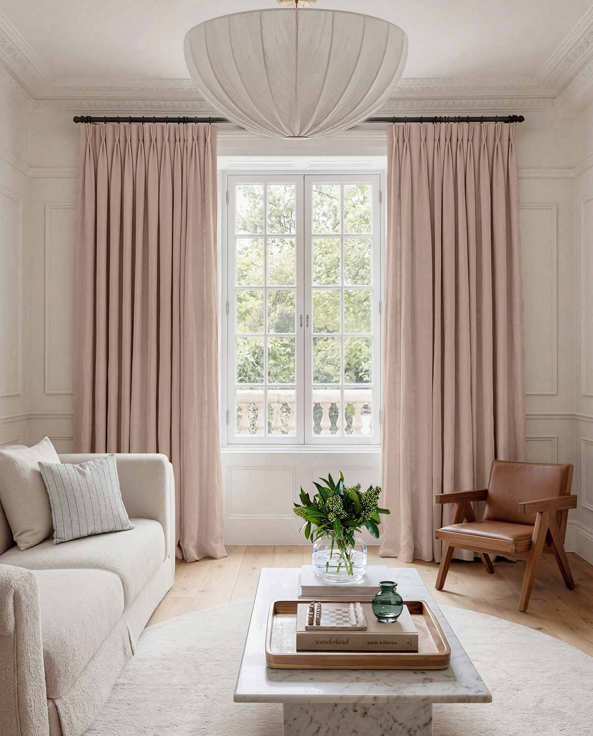 Pale Pink Linen Living room curtains - 100% pre-washed linen. Bianco Old Rosa by Ada & Ina.