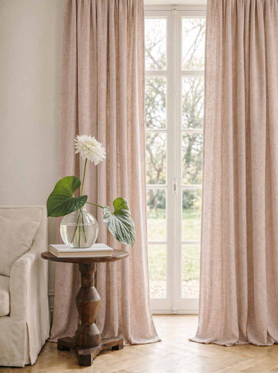 Pale Pink Linen Curtains - Cotton lined. Made of pre-washed 100% linen Bianco Old Rosa by Ada & Ina.