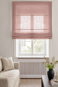 Pale Pink Linen Roman blind. Linara Rose by Ada & Ina