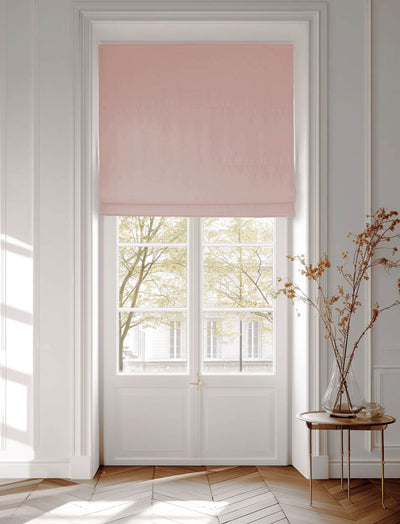 Pink cotton roman blind made of Amara Pale Rose fabric
