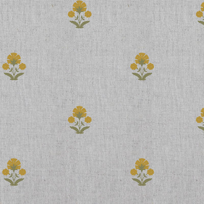 Penelope Yellow Green - Curtain fabric with Yellow and Green floral print