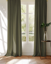 Dark green pair of cotton curtains, Lifestyle shot