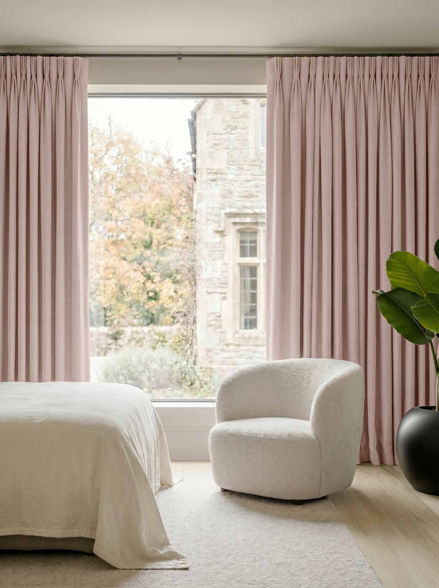 Pink Bedroom Linen curtains Blackout lined - made of 100% pre-washed linen fabric Bianco Dusky Rose by Ada & Ina.