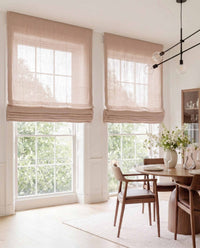 Pink Linen Roman blinds. Made of 280 cm wide soft 100% Linen fabric Vilgot Dusty Rose by Ada & Ina