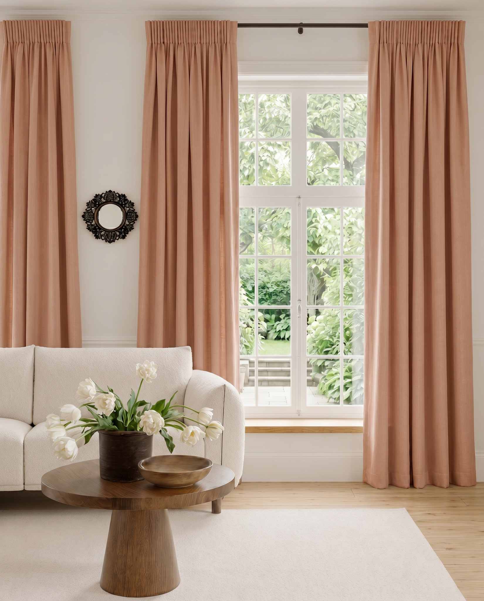 Pink Linen curtains with pencil pleat heading. Soft Linen Cotton material. Enni Summer Rose by Ada & Ina