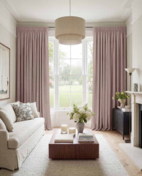 Pink Made to measure linen curtains for Living room and Bedroom. Blackout lined. Greta Orchid.