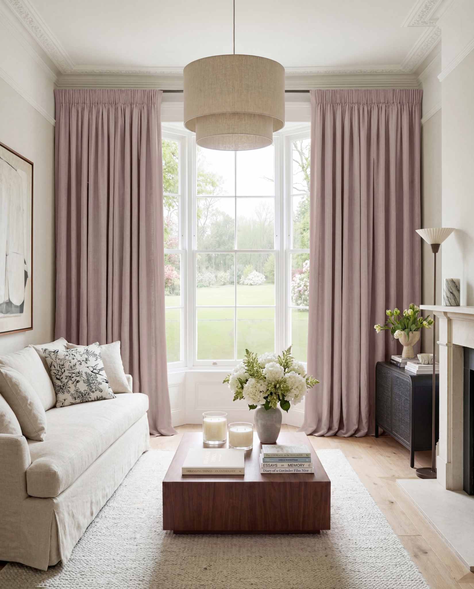 Pink Made to measure linen curtains for Living room and Bedroom. Blackout lined. Greta Orchid.