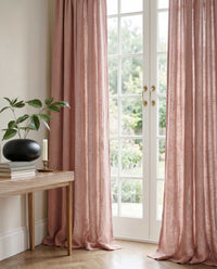 Pink 100% Linen Curtains with puddling