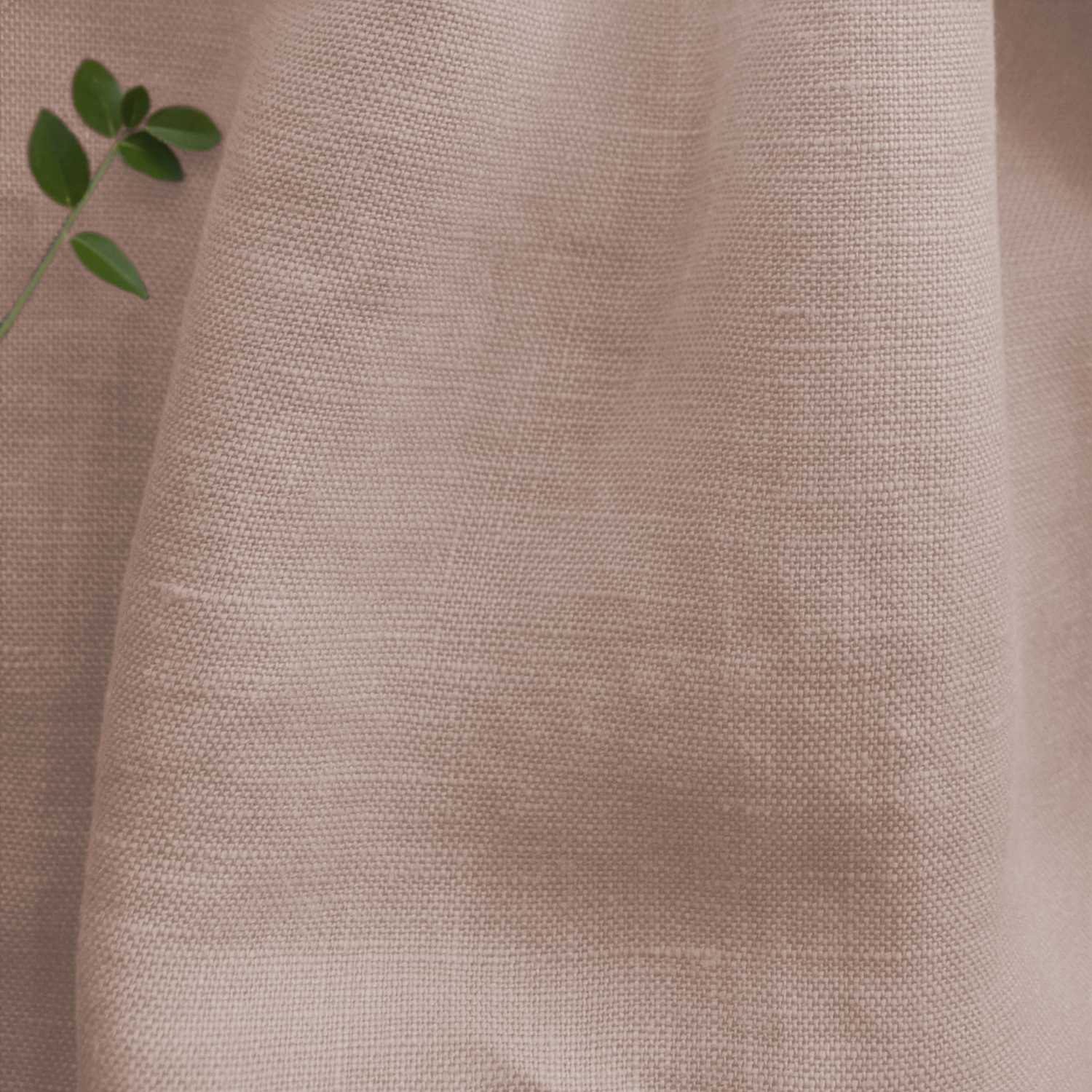 Pink 100% Linen Fabric - close-up. Bea Powder Pink by Ada & Ina Fabrics