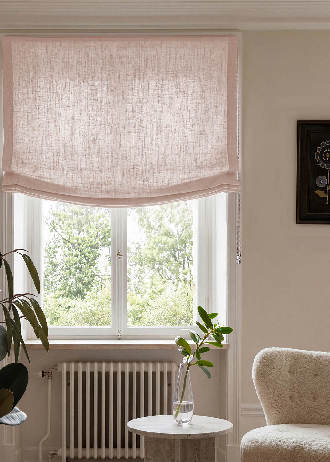 Pink 100% Linen Relaxed blind. Bea Powder Pink by Ada & Ina