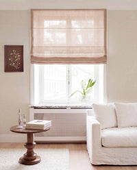 Pink Linen Roman blind. Made of 280 cm wide soft 100% Linen fabric Vilgot Dusty Rose by Ada & Ina