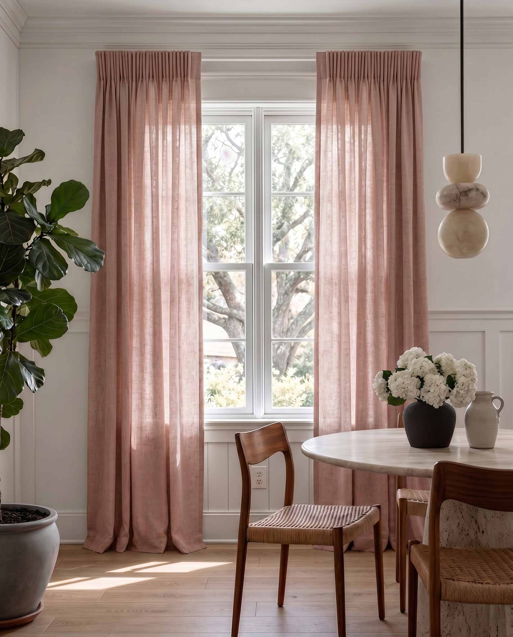 Bea Rhubarb - Unlined Linen Curtains