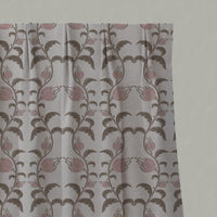 Pink and Brown Patterned Linen Pleated Curtain - Dana Pink Pebble - Natural base fabric.