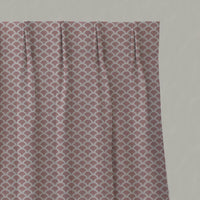 Pink Patterned Linen Pleated Curtain - Erle Dusty Pink - Natural base fabric.