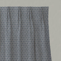 Blue Patterned Linen Pleated Curtains - Arina Denim - Natural base fabric.