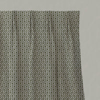 Green Patterned Linen Pleated Curtains - Arina Khaki - Natural base fabric.
