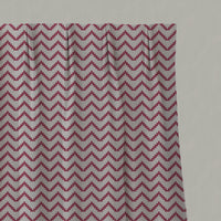 Red Patterned Linen Pleated Curtains - Azig Cherry - Natural base fabric.