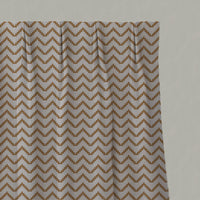 Orange / Yellow Patterned Linen Pleated Curtains - Azig Gold Ochre - Natural base fabric.