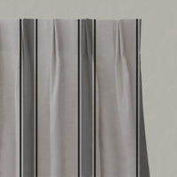 Black Striped Linen Pleated Curtains - Bella Black - Natural base fabric.