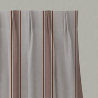 Red / Orange Striped Linen Pleated Curtains - Bella Terracotta - Natural base fabric.