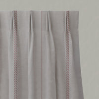 Pink Striped Linen Pleated Curtains - Berit-NAT Dusty Pink - Natural base fabric.