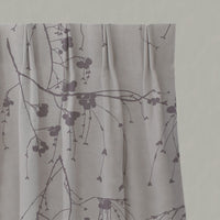 Purple Botanical Linen Pleated Curtains - Berry Powder Plum - Natural base fabric.