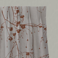 Orange Botanical Linen Pleated Curtains - Berry Terracotta - Natural base fabric.