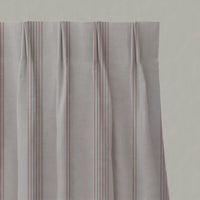 Pink Striped Linen Pleated Curtains - Brea Dusty Pink - Natural base fabric.