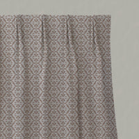 Pink Patterned Linen Pleated Curtains - Brita New Blush - Natural base fabric.